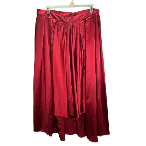 Making The Cut Red Satin High Low Midi Skirt Womens 2X NWT Plus Size Elegant - Picture 2 of 7